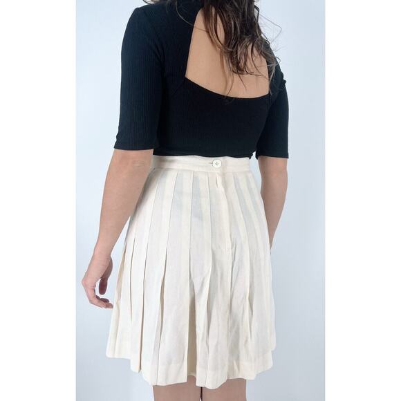Vintage Express Cream Ivory Pleated Mini Skirt Size 7/8 Small - Picture 3 of 6